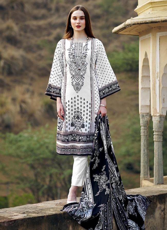 Pure Cotton White Festival Wear Digital Printed Straight Suit